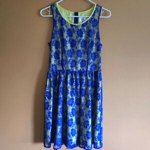 Mac + Jac Floral Lace Neon Dress, M